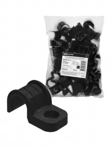 ЭЛМАКС - Крепеж-скоба для трубы 20 мм односторонняя для прямого монтажа (50 шт.) черная TDM элмакс, электротехника, кабель, светотехника, elmax.pro