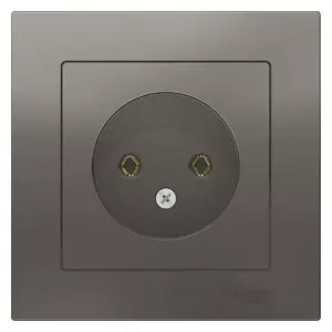 ЭЛМАКС - ATLASDESIGN РОЗЕТКА без заземления, 16А, в сборе, СТАЛЬ элмакс, электротехника, кабель, светотехника, elmax.pro