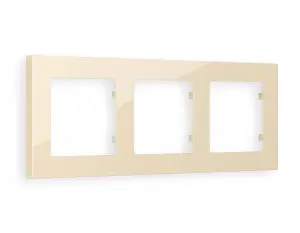 ЭЛМАКС - Рамка ALFA Techno (Бежевый глянец) 3-ая AF220303 элмакс, электротехника, кабель, светотехника, elmax.pro