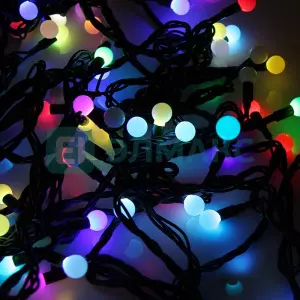 ЭЛМАКС - Гирлянда "Мультишарики" Ø17,5 мм, 10 м, черный ПВХ, 100 диодов, цвет RGB элмакс, электротехника, кабель, светотехника, elmax.pro