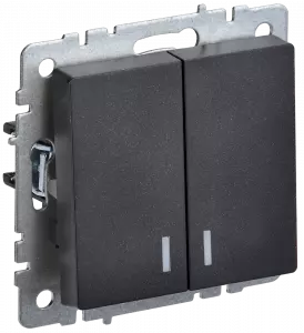 ЭЛМАКС - BRITE Выключ. 2-кл. с инд. 10А ВС10-2-1-БрЧ черн. IEK элмакс, электротехника, кабель, светотехника, elmax.pro