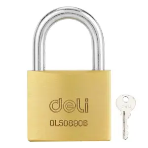 ЭЛМАКС - Замок навесной латунный 50мм DL508906 ( автомат, 3 ключа, закаленная дужка) элмакс, электротехника, кабель, светотехника, elmax.pro