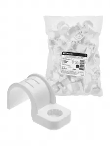 ЭЛМАКС - Крепеж-скоба для трубы 25 мм односторонняя для прямого монтажа (50 шт.) белая TDM элмакс, электротехника, кабель, светотехника, elmax.pro