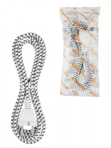 ЭЛМАКС - Шнур сетевой с вилкой в тканевой оплетке ПВС 2x0,75мм2 1,8м, 1400 Вт б/з белый TDM элмакс, электротехника, кабель, светотехника, elmax.pro