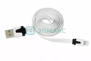 ЭЛМАКС - USB кабель для iPhone 5/6/7 моделей slim шнур плоский 1М белый элмакс, электротехника, кабель, светотехника, elmax.pro