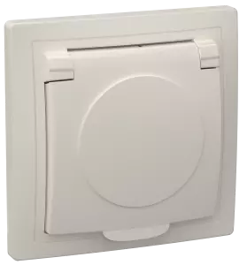 РСб10-3-ККм Розетка 1местн. c з/к с крышкой 16А КВАРТА (кремовый)