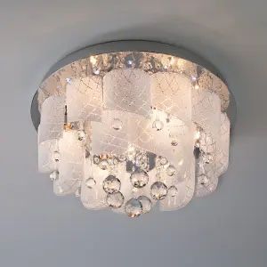 ЭЛМАКС - Потолочный светильник с хрусталем и пультом 80117/8 хром/белый элмакс, электротехника, кабель, светотехника, elmax.pro