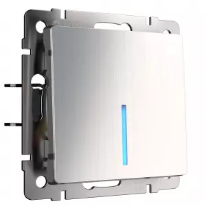 ЭЛМАКС - W1112102/ Выключатель одноклавишный проходной с подсветкой (глянцевый никель) элмакс, электротехника, кабель, светотехника, elmax.pro