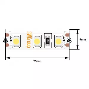 Лента светодиодная 9,6 Вт/м SMD3528, 24В, IP66, Нейтральный, в чехле, 3М Лента светодиодная 9,6 Вт/м SMD3528, 24В, IP66, Нейтральный, в чехле, 3М