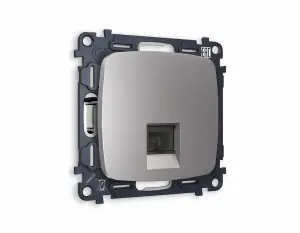 ЭЛМАКС - Комплект механизма телефонной розетки OMEGA MO512030 Сталь матовый RJ-11(4P4C) с автоматической защи элмакс, электротехника, кабель, светотехника, elmax.pro