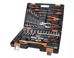 Набор инструментов, 1/2" , 1/4" , CrV, пластиковый кейс 76 предм