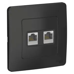 ЭЛМАКС - BLANCA С/У РОЗЕТКА двойная компьютерная RJ45, кат.5E, АНТРАЦИТ элмакс, электротехника, кабель, светотехника, elmax.pro