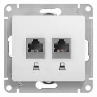 ЭЛМАКС - GLOSSA РОЗЕТКА двойная компьютерная RJ45+RJ45, кат.5E, механизм, БЕЛЫЙ элмакс, электротехника, кабель, светотехника, elmax.pro