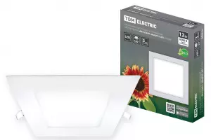 Светильник ультратонкий встраиваемый светодиодный "Даунлайт" квадрат СВО (белый) 12 Вт 6500К TDM 