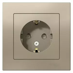 ЭЛМАКС - ATLASDESIGN РОЗЕТКА с заземлением со шторками, 16А, в сборе, ШАМПАНЬ элмакс, электротехника, кабель, светотехника, elmax.pro