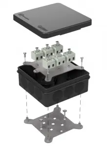 Коробка огнестойкая для о/п двухкомпонентная 60-0303-9005-FR2.5-12 Е15-Е120 100х100х40 Промрукав Коробка огнестойкая для о/п двухкомпонентная 60-0303-9005-FR2.5-12 Е15-Е120 100х100х40 Промрукав