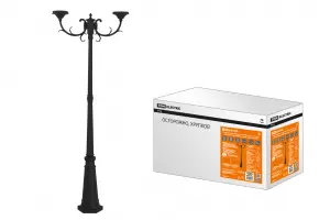 ЭЛМАКС - Опора парковая, без рассеив. НТУ 015, E27, 2x100 Вт, байонет 145 мм, H2005 мм, алюм, черн, IP54,TDM элмакс, электротехника, кабель, светотехника, elmax.pro