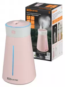 Портативный увлажнитель воздуха "Ареал мини", 0,38 л, RGB, насадки: вентилятор, ночник, розовый, TDM