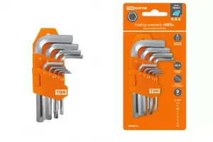 ЭЛМАКС - Набор ключей "HEX" 9 шт.: 1.5-10 мм, короткие, (держатель в блистере), CR-V сталь "Алмаз" TDM элмакс, электротехника, кабель, светотехника, elmax.pro