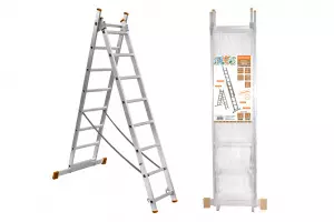 Лестница алюминиевая, ЛА2х7, 2х секционная х 7 ступеней, h=2880 мм, Народная Лестница алюминиевая, ЛА2х7, 2х секционная х 7 ступеней, h=2880 мм, Народная