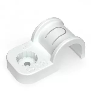 Крепеж-скоба пластиковая односторонняя для прямого монтажа атмосферостойкая белая в п/э d16 мм (50шт