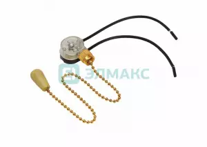 ЭЛМАКС - Выключатель для настенного светильника c проводом и деревянным наконечником, gold REXANT элмакс, электротехника, кабель, светотехника, elmax.pro