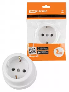 ЭЛМАКС - Розетка 2П+З открытой установки IP20 16А белая "Ретро" TDM элмакс, электротехника, кабель, светотехника, elmax.pro