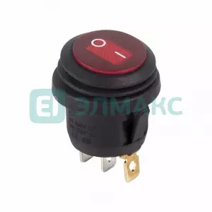 ЭЛМАКС - Выключатель клавишный круглый 250V 6А (3с) ON-OFF красный с подсветкой ВЛАГОЗАЩИТА REXANT элмакс, электротехника, кабель, светотехника, elmax.pro