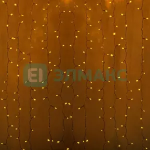 Гирлянда "Светодиодный Дождь" 2х3м, постоянное свечение, прозрачный провод, 230 В, диоды ЖЁЛТЫЕ, 448