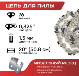 ЭЛМАКС - Цепь для пил в блистере N1C1,5-76-0.325-20 (100шт) элмакс, электротехника, кабель, светотехника, elmax.pro
