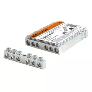 ЭЛМАКС - Шина "N" нулевая 6х9мм 6/1 (6 групп/крепеж по центру) никелированная TDM элмакс, электротехника, кабель, светотехника, elmax.pro