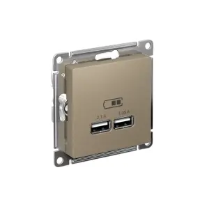 ЭЛМАКС - ATLASDESIGN USB РОЗЕТКА, 5В, 1 порт x 2,1 А, 2 порта х 1,05 А, механизм, ШАМПАНЬ элмакс, электротехника, кабель, светотехника, elmax.pro