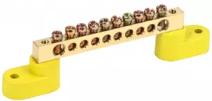 ЭЛМАКС - Шина PE "земля" на двух угловых изол ШНИ-6х9-10-У2-Ж IEK элмакс, электротехника, кабель, светотехника, elmax.pro