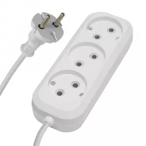 ЭЛМАКС - Удлинитель трехместный б/з, 2x0,75, 5м, серия Home, HM01-30-05 (У10-430), белый элмакс, электротехника, кабель, светотехника, elmax.pro