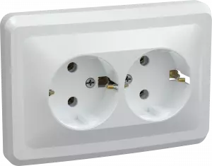 РС12-3-ВБ Розетка 2местн. с з/к без защ.штор. 16А ВЕГА (белый) IEK
