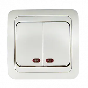 ЭЛМАКС - Выключатель двухклавишный с подсветкой CLASSICO белый 2123 IN HOME элмакс, электротехника, кабель, светотехника, elmax.pro