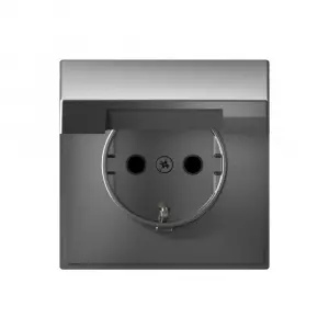 ЭЛМАКС - ARTGALLERY РОЗЕТКА с заземл. со шторк. с крышкой, 16А, IP20, механизм, СТАЛЬ элмакс, электротехника, кабель, светотехника, elmax.pro