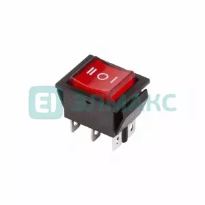 ЭЛМАКС - Выключатель клавишный 250V 15А (6с) ON-OFF-ON красный с подсветкой и нейтралью REXANT элмакс, электротехника, кабель, светотехника, elmax.pro