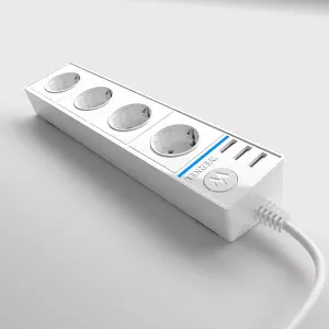 ЭЛМАКС - WL20-04-03 / Розеточный блок 4-х местный + 3 USB белый элмакс, электротехника, кабель, светотехника, elmax.pro