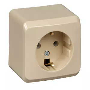 ЭЛМАКС - Розетка 1гн. ОП з/к кремовый ЭТЮД (17/136) (PA16-003K) элмакс, электротехника, кабель, светотехника, elmax.pro