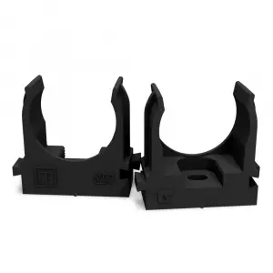 Крепеж-клипса для труб атмосферостойкая для монтажного пистолета черная в п/э d25 мм (100шт/700шт уп