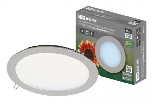 ЭЛМАКС - Светильник ультратонкий встраиваемый светодиодный "Даунлайт" СВО (хром) 6 Вт 4000К TDM элмакс, электротехника, кабель, светотехника, elmax.pro