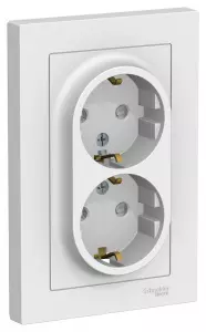 ЭЛМАКС - ATLASDESIGN РОЗЕТКА двойная с заземлением со шторками, 16А, в сборе, ЛОТОС элмакс, электротехника, кабель, светотехника, elmax.pro