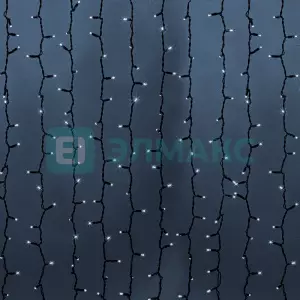 Гирлянда "Светодиодный Дождь" 2х1,5м, постоянное свечение, черный провод, 230 В, диоды БЕЛЫЕ, 360 LE