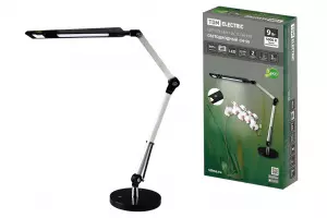 ЭЛМАКС - Светильник светодиодный настольный СН-50, 2 колена, диммер, 220 В, 9 Вт, 5000 К, сереб-черн, TDM элмакс, электротехника, кабель, светотехника, elmax.pro