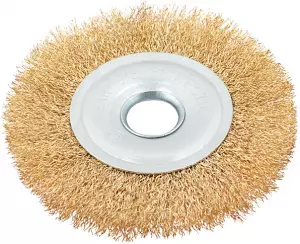 ЭЛМАКС - Корщетка, тип "колесо", посадочный диаметр 22,2 мм, стальная латунированная волнистая проволока 125 элмакс, электротехника, кабель, светотехника, elmax.pro