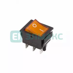 ЭЛМАКС - Выключатель клавишный 250V 15А (6с) ON-ON желтый с подсветкой REXANT элмакс, электротехника, кабель, светотехника, elmax.pro