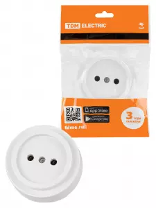 ЭЛМАКС - Розетка 2П открытой установки IP20 10А белая "Ретро" TDM элмакс, электротехника, кабель, светотехника, elmax.pro