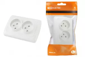 ЭЛМАКС - Розетка двойная 2П 10А 250В с защ. шт.белая "Онега" TDM элмакс, электротехника, кабель, светотехника, elmax.pro