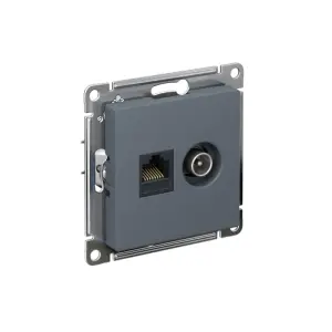 ЭЛМАКС - ATLASDESIGN РОЗЕТКА двойная ТВ + компьютерная RJ45, кат. 5Е, ГРИФЕЛЬ элмакс, электротехника, кабель, светотехника, elmax.pro